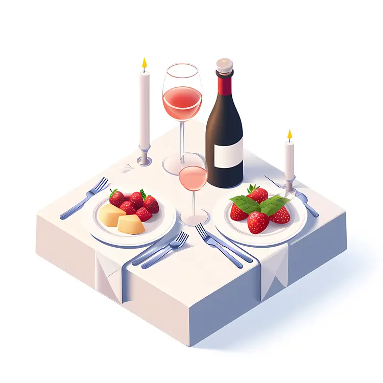 Romantic Dinner Setup with Wine and Candles