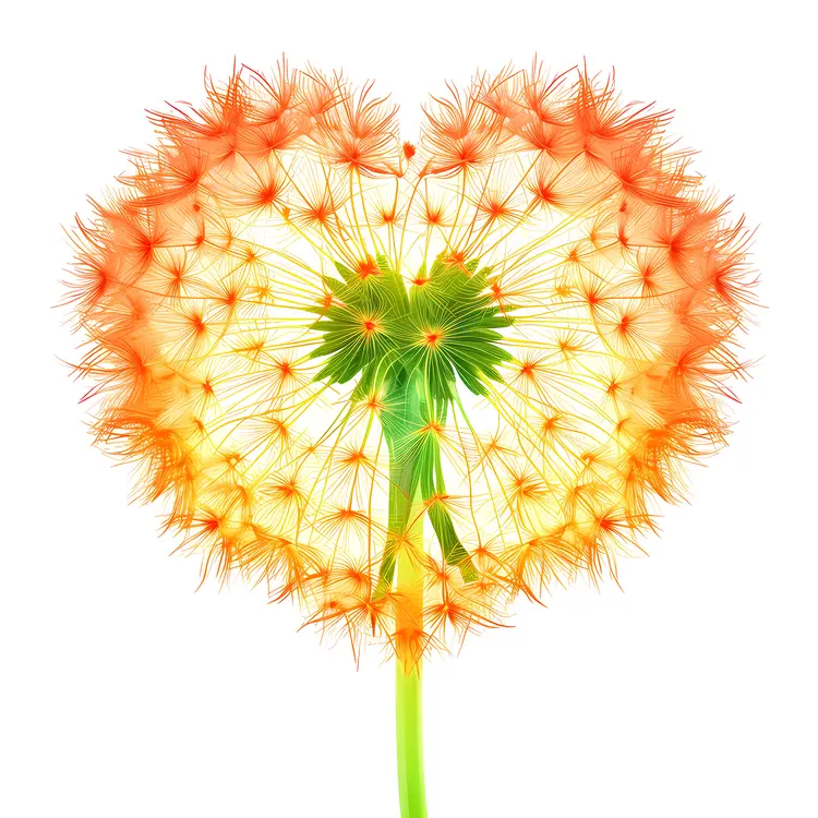 Heart-shaped Dandelion with Orange and Yellow Colors