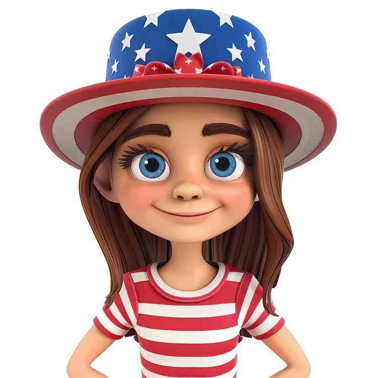 Patriotic Girl with American Hat