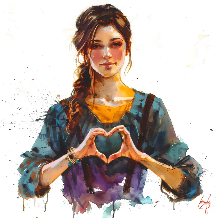 Girl with Heart Gesture