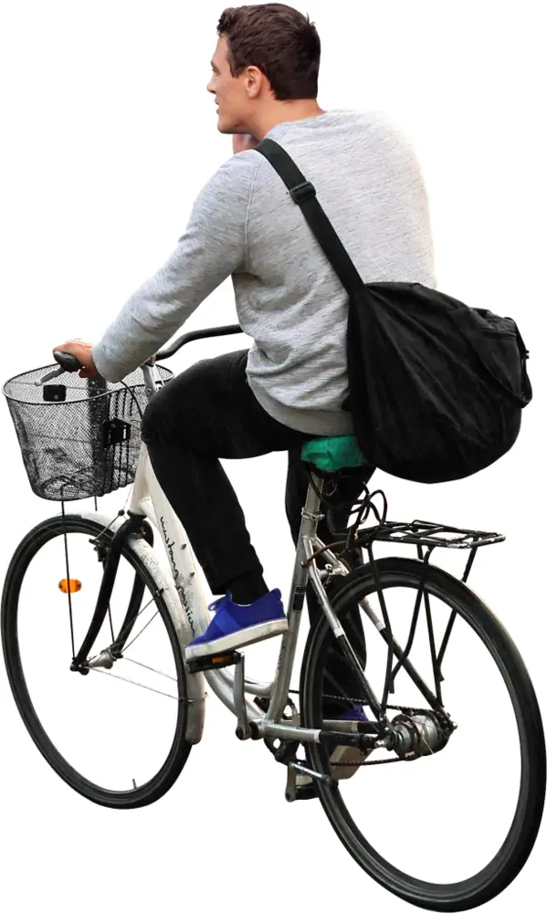 Man Riding White Bicycle
