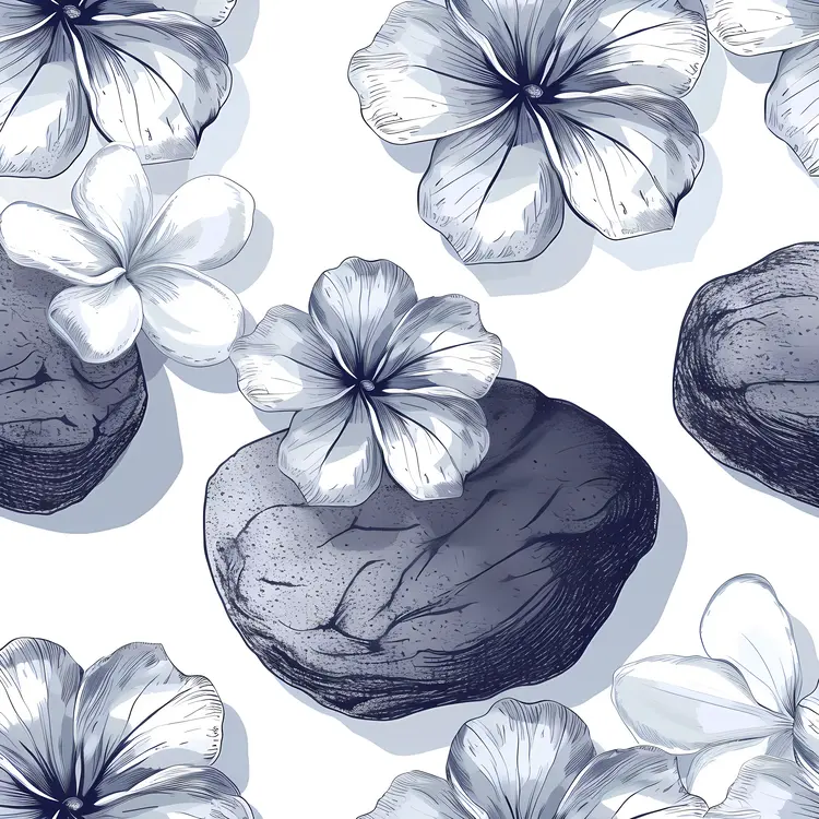 Zen Stones and Flowers Pattern