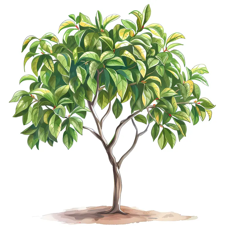 Green Tree with Spreading Branches