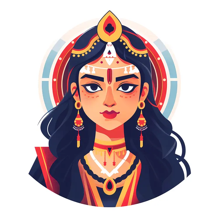 Traditional Goddess Illustration with Cultural Elements