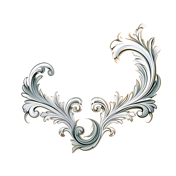 Curved Silver Floral Ornament