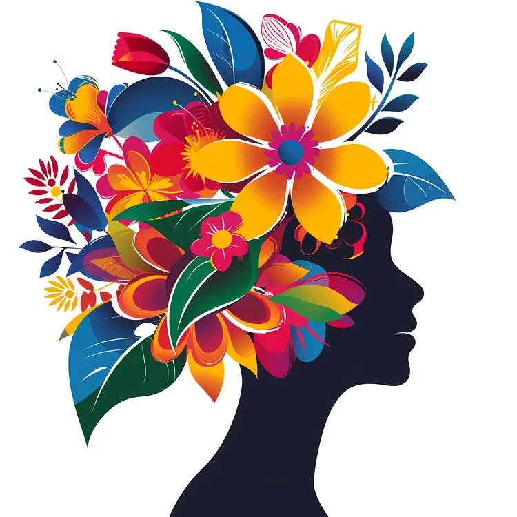 Colorful Floral Silhouette Art