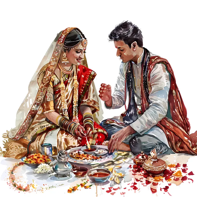 Couple in Traditional Wedding Attire