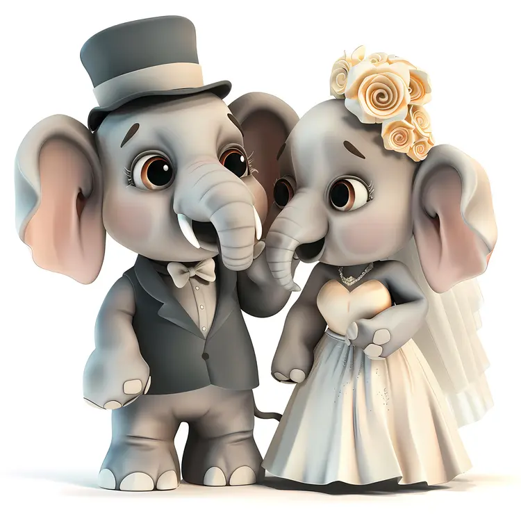 Gray Elephants Wedding with Floral Decorations