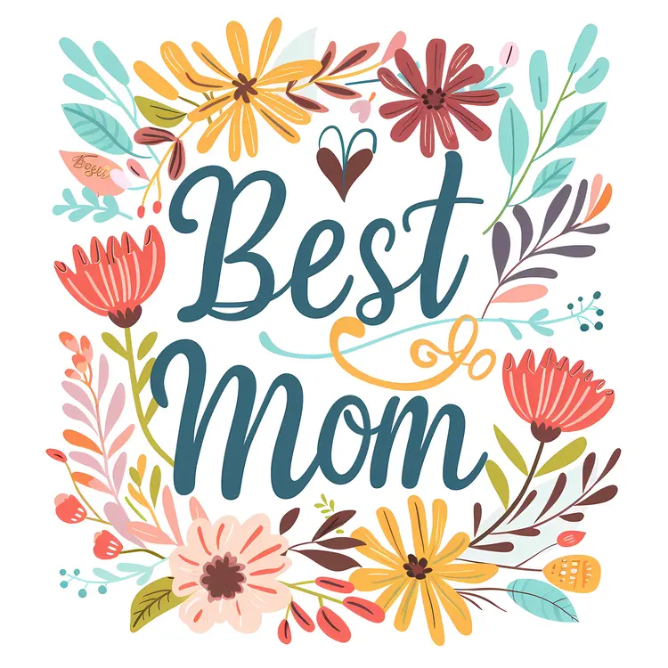 Best Mom Floral Illustration