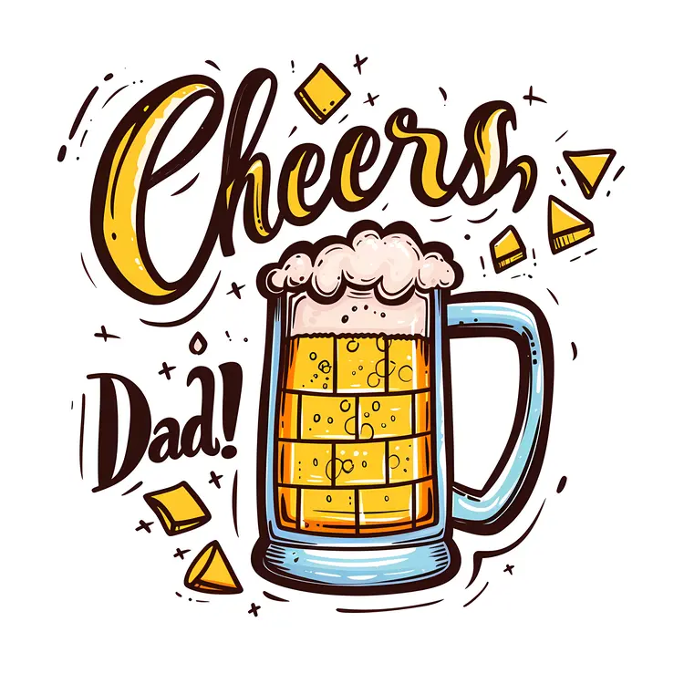 Cheers Dad Beer Mug Illustration for Father's Day