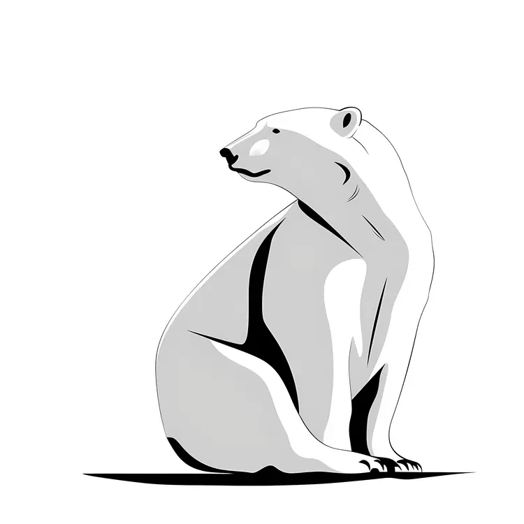 Sitting Polar Bear Illustration