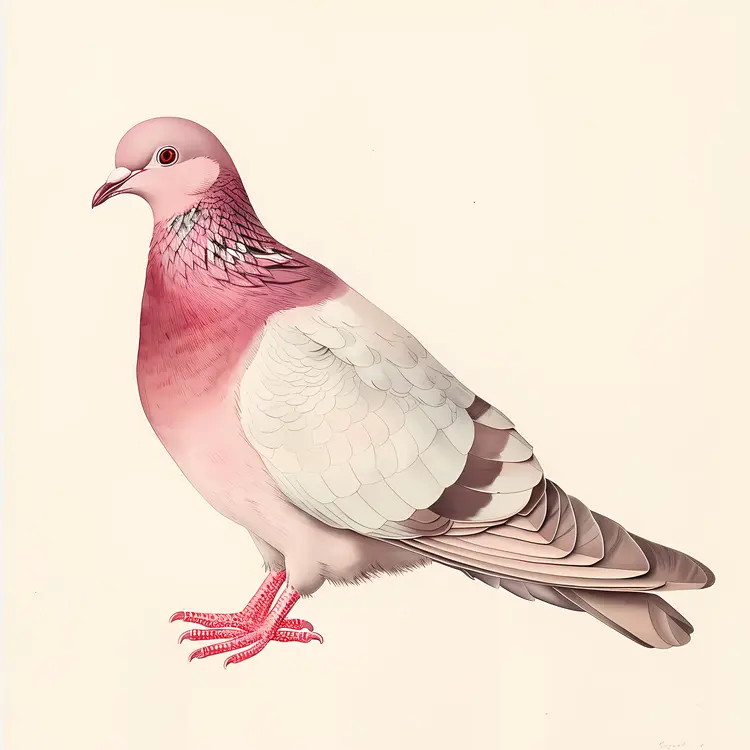 Pink and White Pigeon Illustration