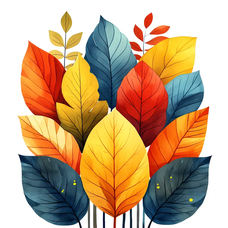 Vibrant Autumn Leaves Illustration