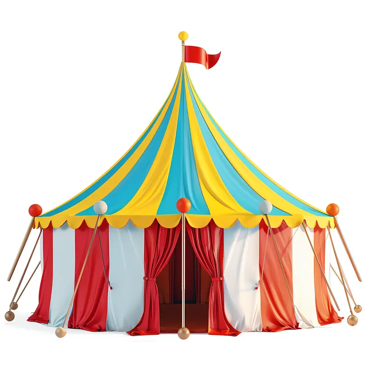 Modern Circus Tent with Red and White Stripes