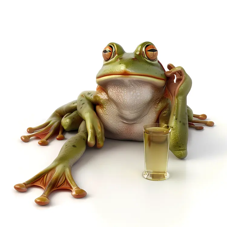 Relaxing Frog Cartoon with a Drink