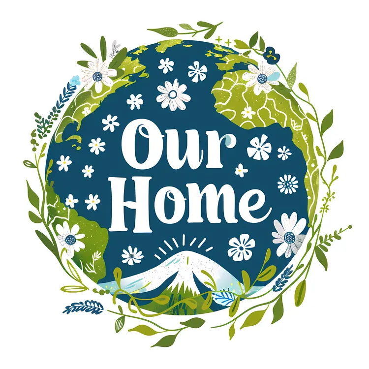 Our Home Earth with Floral Decoration