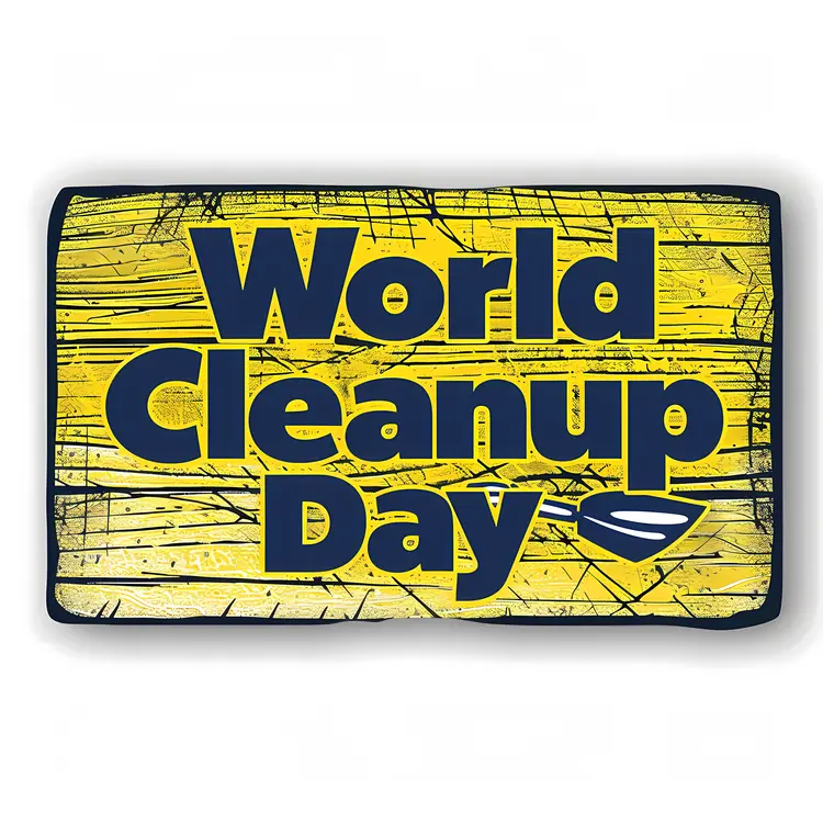 World Cleanup Day Sign on Yellow Background