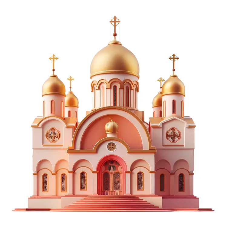 Church with Golden Domes Illustration