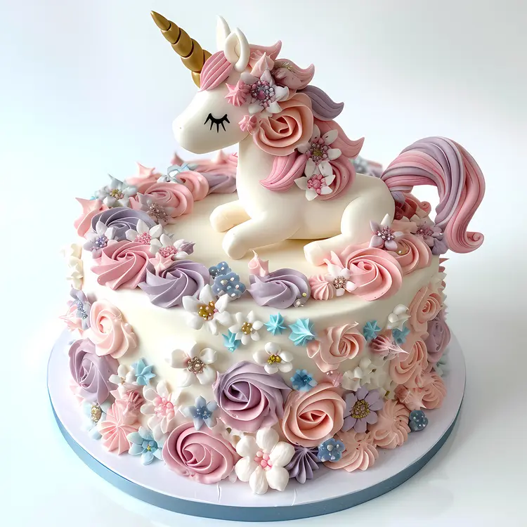 Floral Unicorn Cake with Pastel Colors