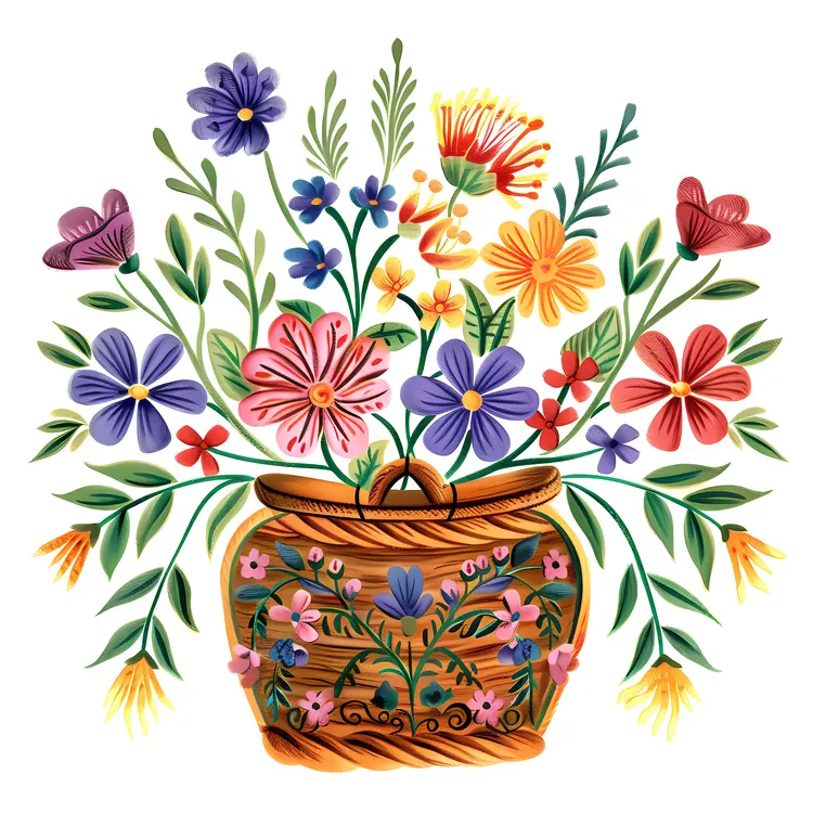 Colorful Flower Basket Arrangement