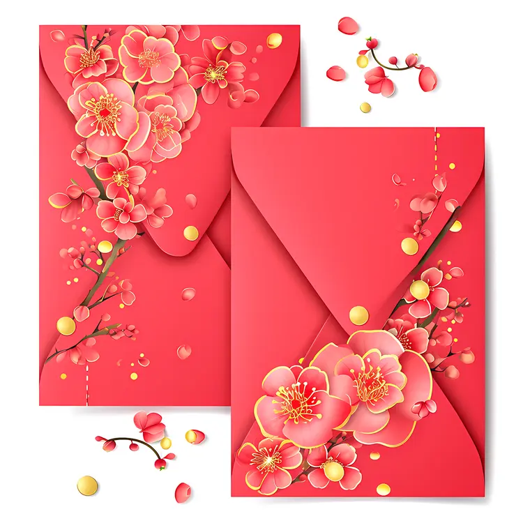 Beautiful Red Envelopes with Floral Design