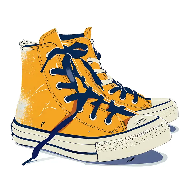 Yellow and Blue High-Top Sneakers Illustration