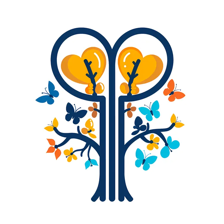Colorful Tree with Butterflies Illustration