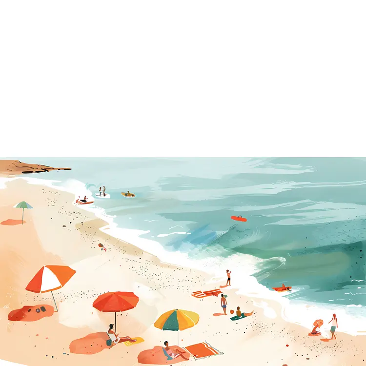 Sunny Beach with Umbrellas