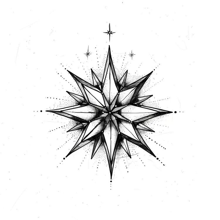 Geometric Black and White Star Symbol
