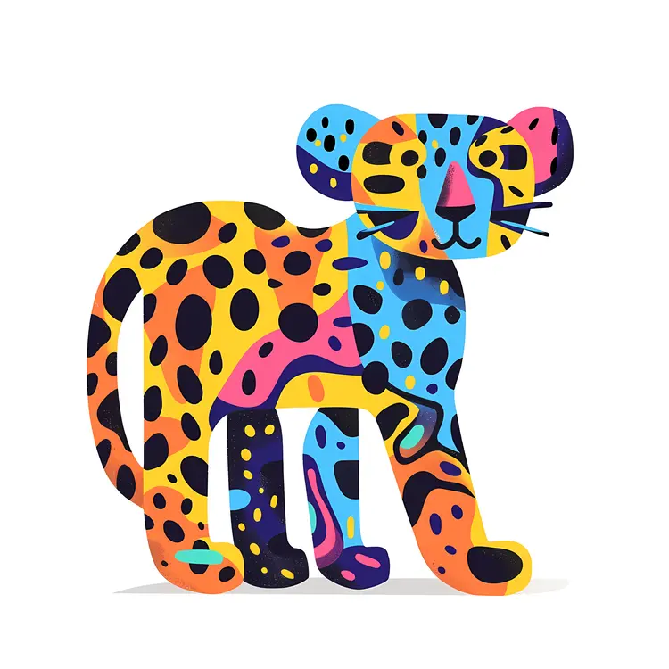 Colorful Leopard Cartoon Illustration