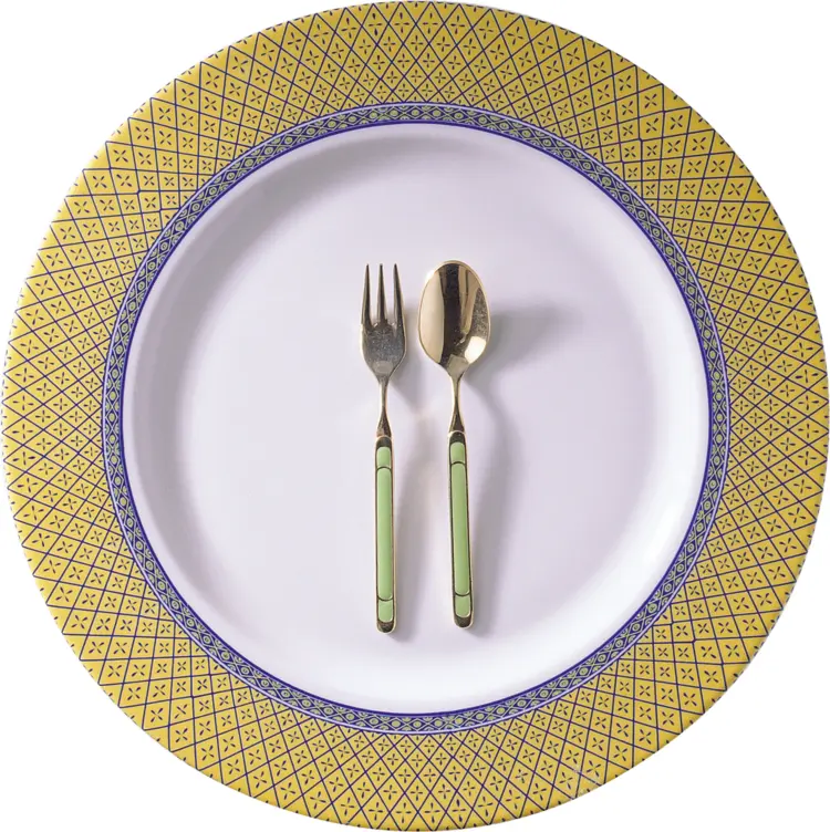 Decorative Plate with Fork and Spoon