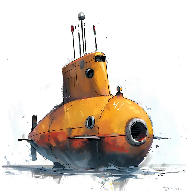 Yellow Steampunk Submarine