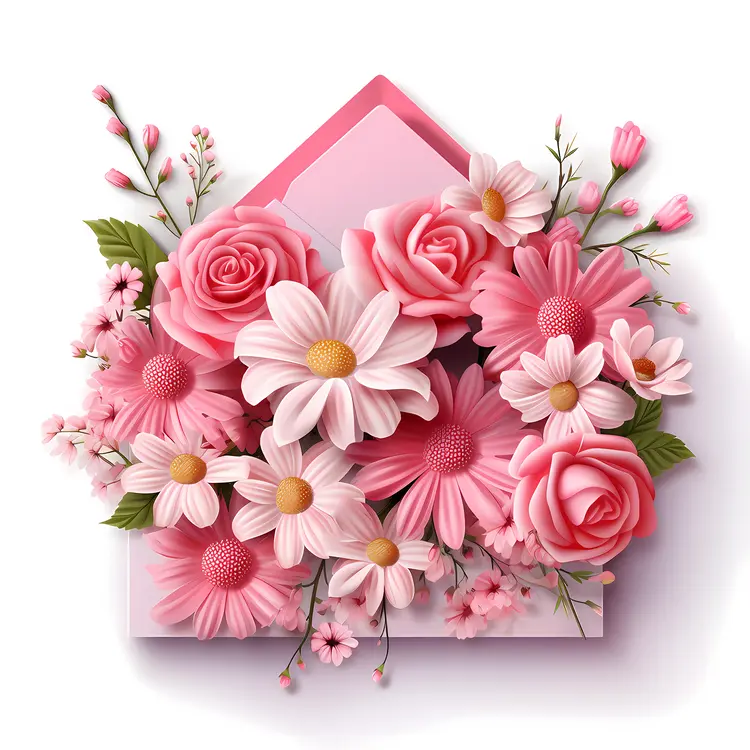 Envelope with Pink Flowers