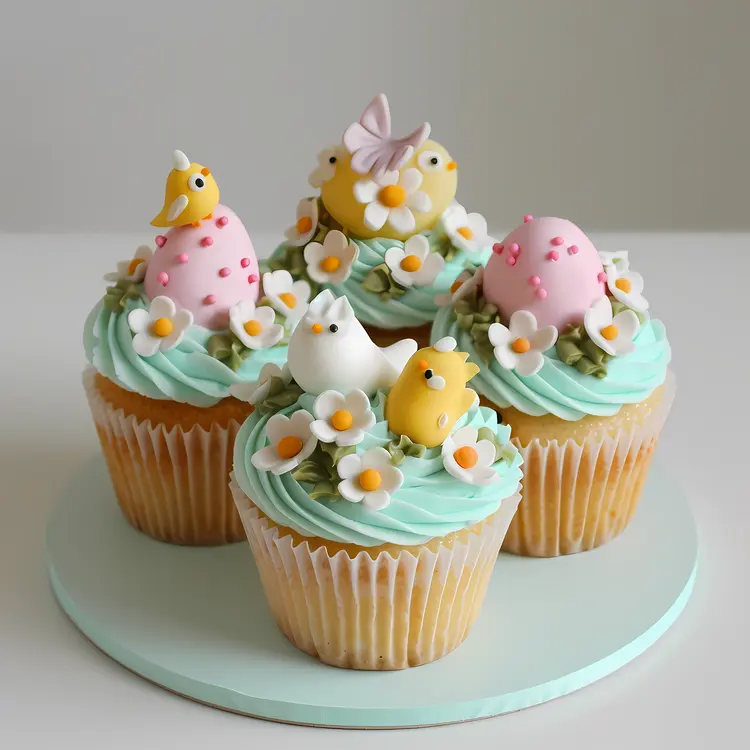 Cupcakes with Animal Toppers for Easter