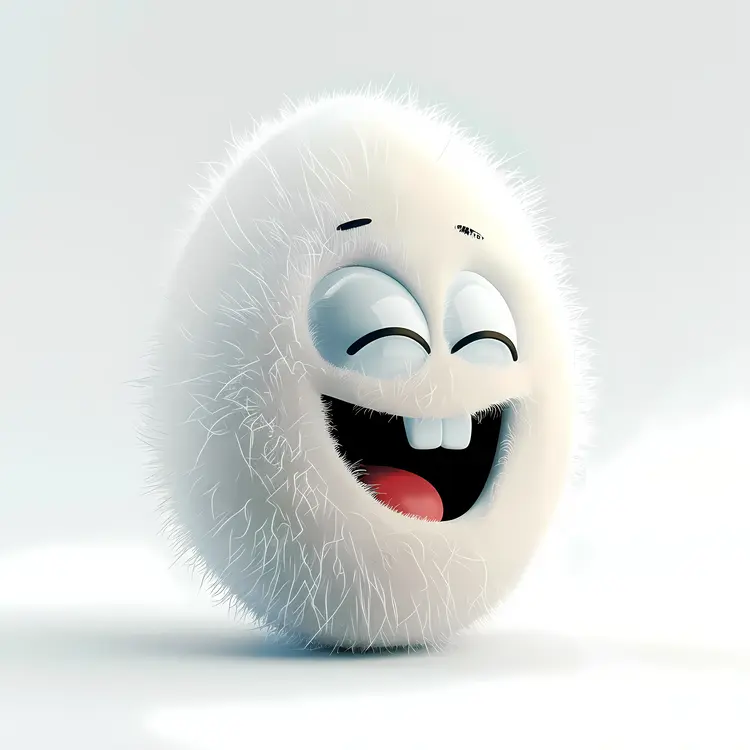 Adorable White Fluffy Egg with a Smile