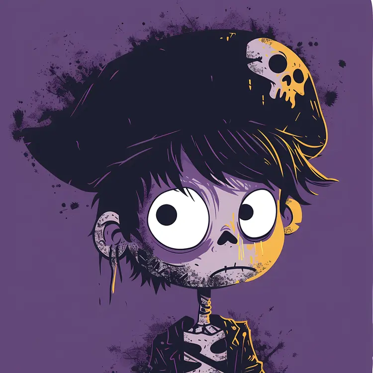 Cartoon Pirate Zombie with Skull Hat