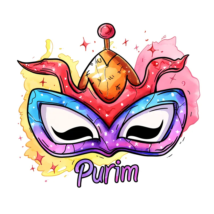 Colorful Jester Mask for Purim Celebration