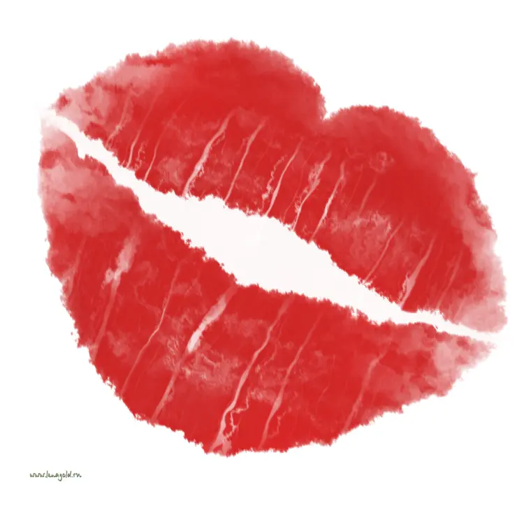 Soft Red Lip Print on Transparent Background