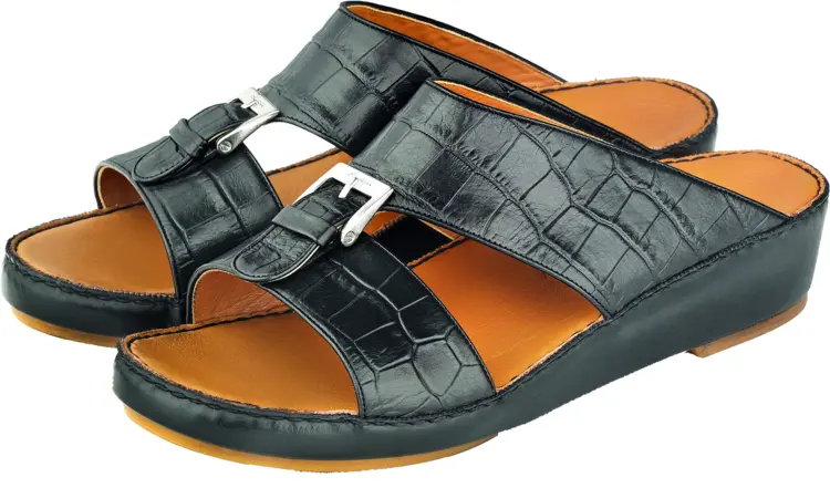 Black Leather Sandals with Buckle