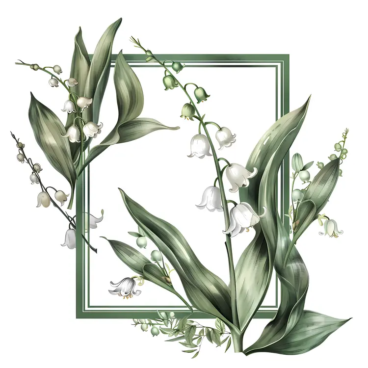 Elegant Lily of the Valley Floral Frame
