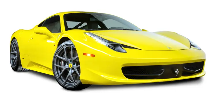 Yellow Ferrari Car on Transparent Background
