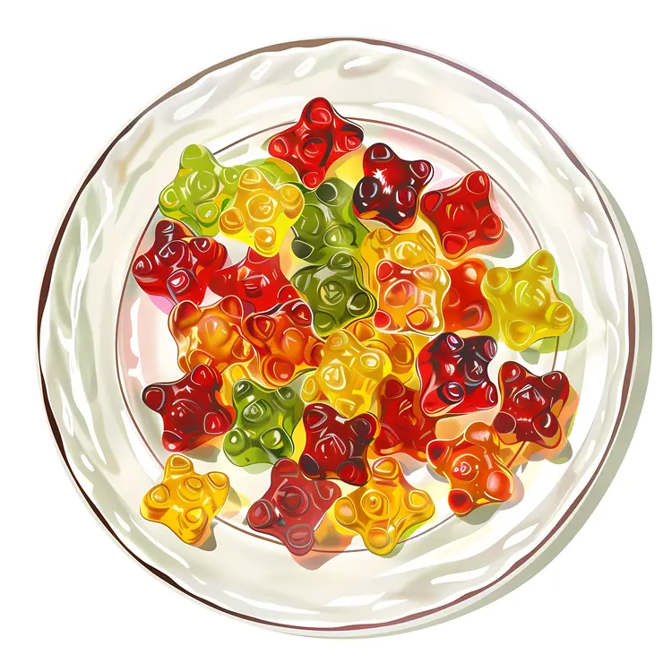 Plate of Colorful Gummy Bears