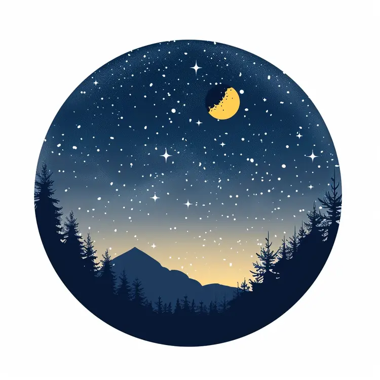 Night Sky with Crescent Moon