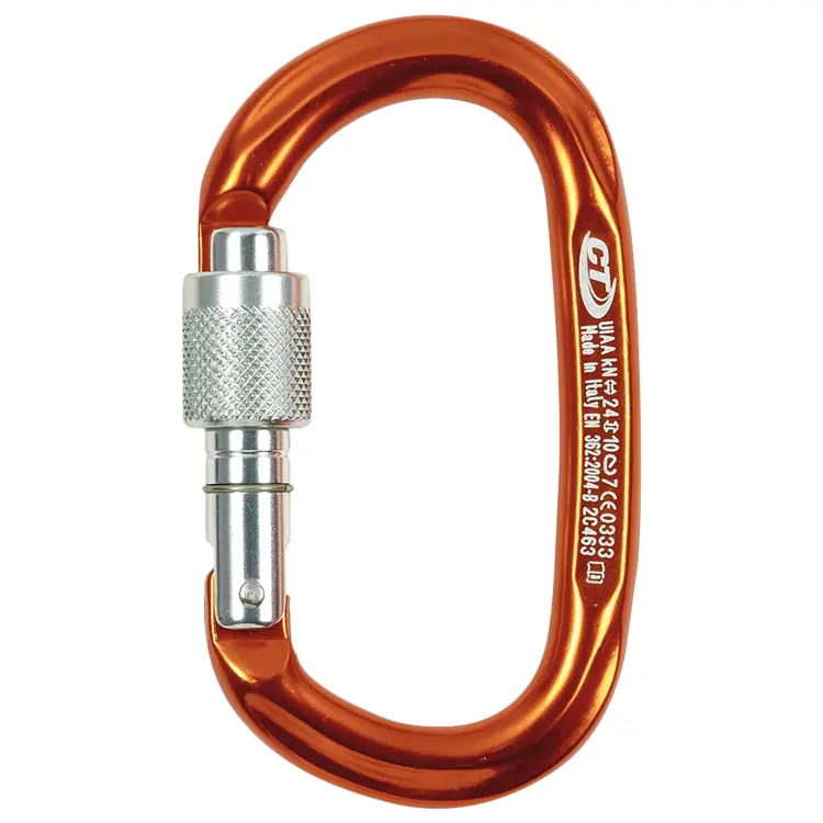 Orange Carabiner for Climbing Safety