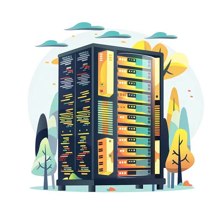 Server Rack in Nature Illustration