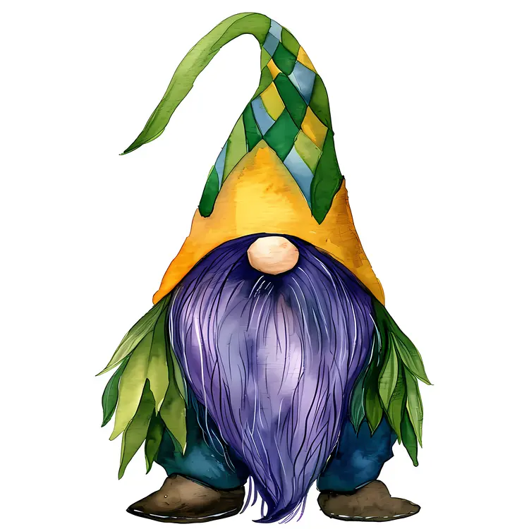Gnome with Purple Beard and Yellow Hat