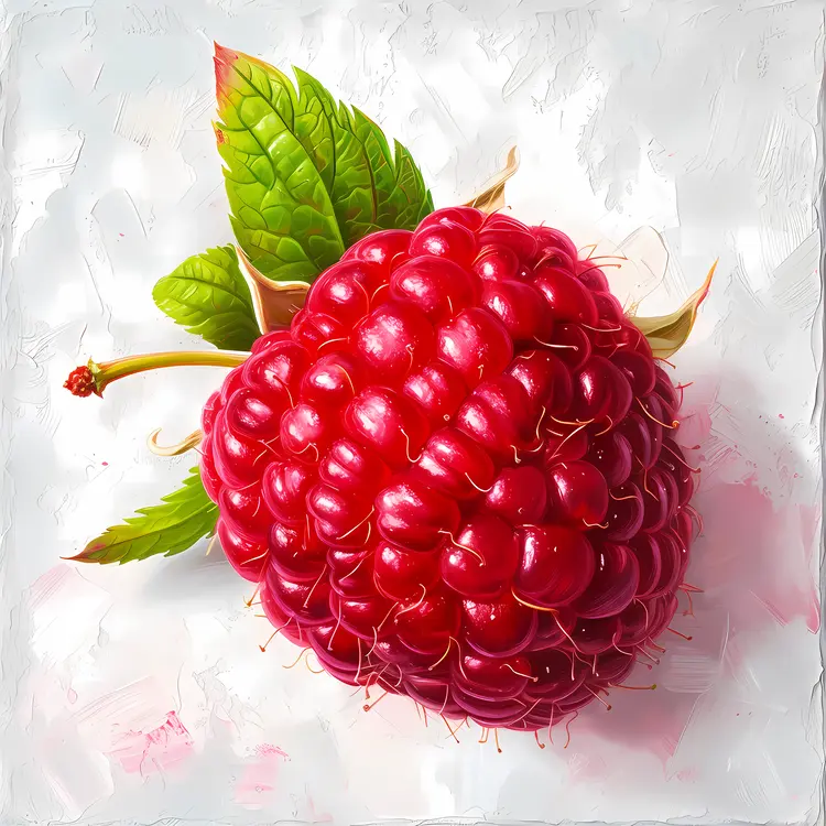Red Raspberry with Leaf