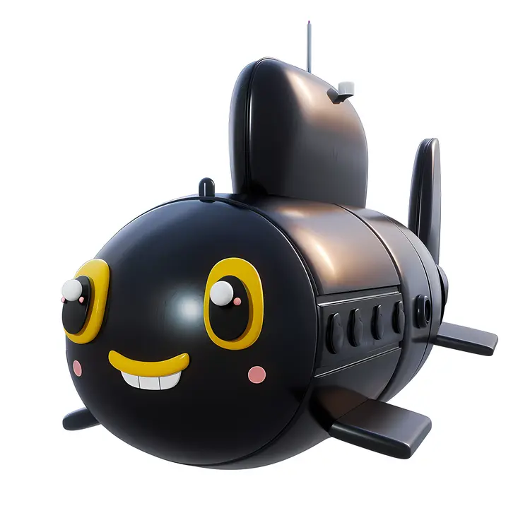 Cute Smiling Black Submarine