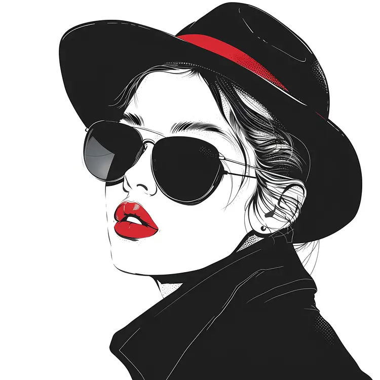 Stylish Woman with Sunglasses and Hat