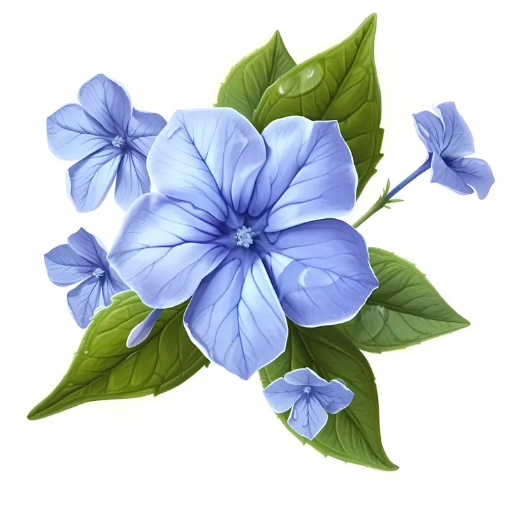 Beautiful Blue Flowers with Green Leaves